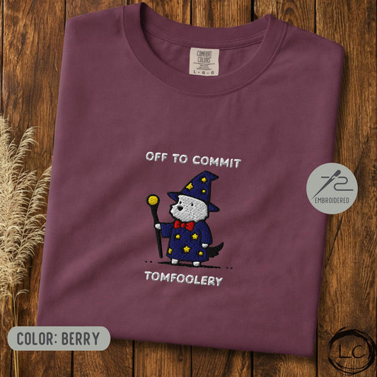 Embroidered Westie Off To Commit Tomfoolery T-Shirt