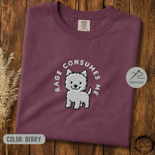 Embroidered Westie Rage Consumes Me T-Shirt