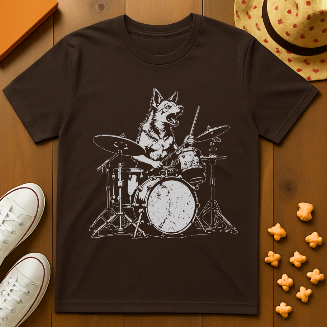 Dog Playing Drums T-Shirt