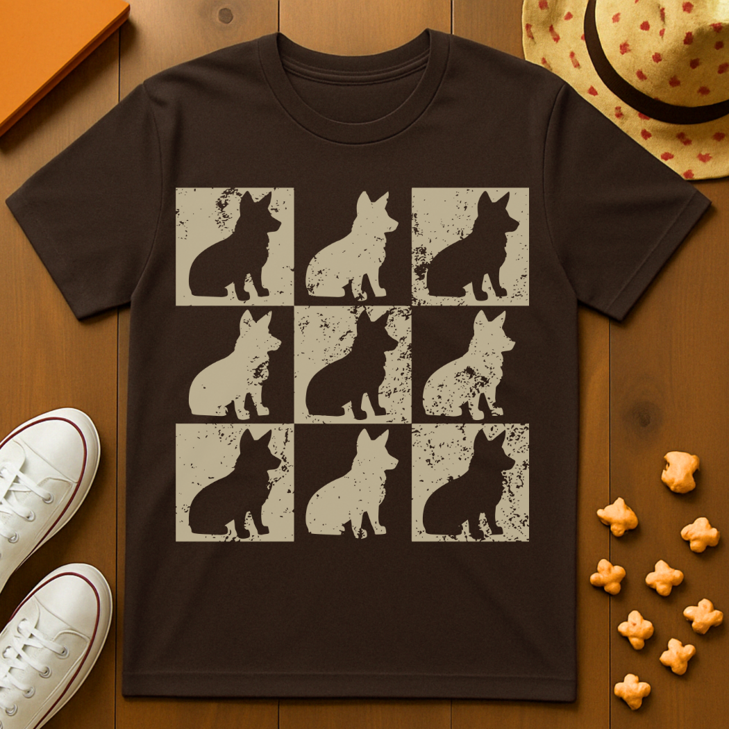 Corgi Block Print Style T-Shirt