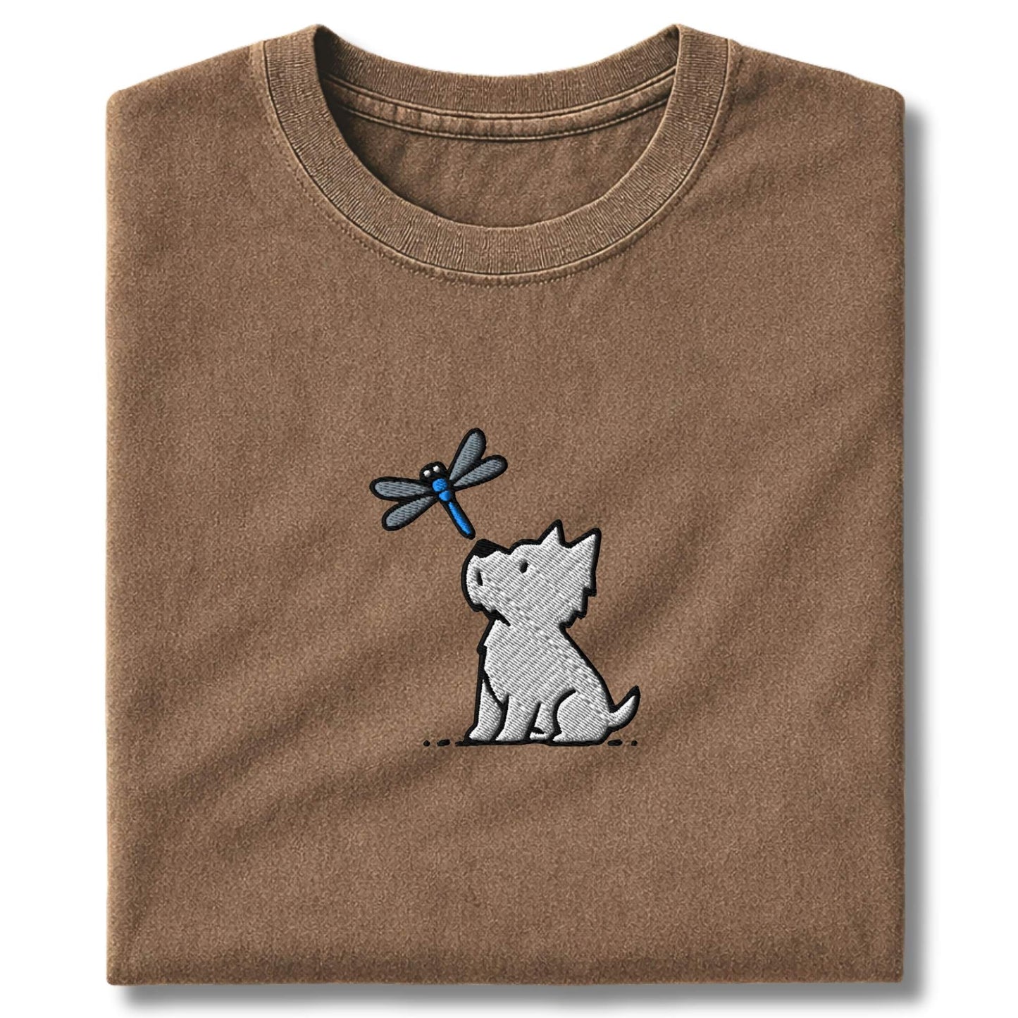 Embroidered Westie and Dragonfly T-Shirt