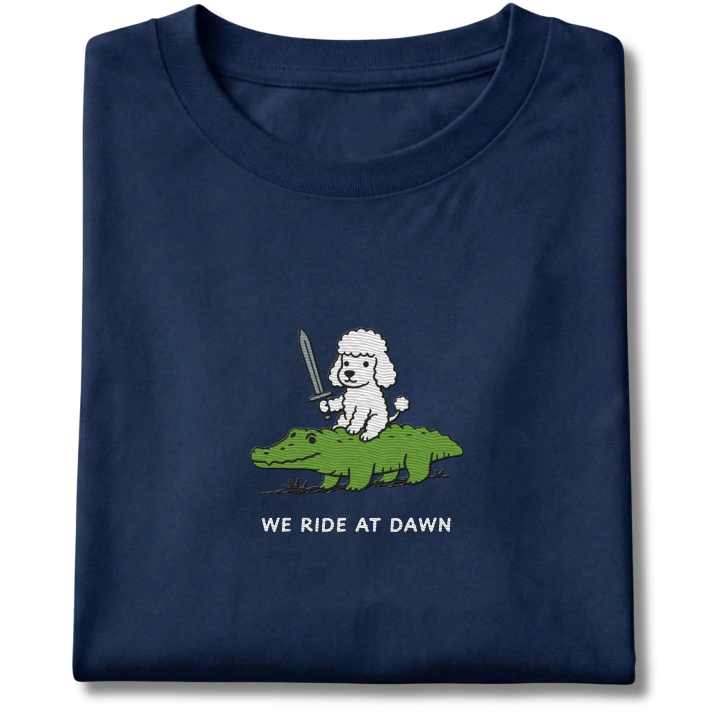 Embroidered Poodle We Ride At Dawn Tee