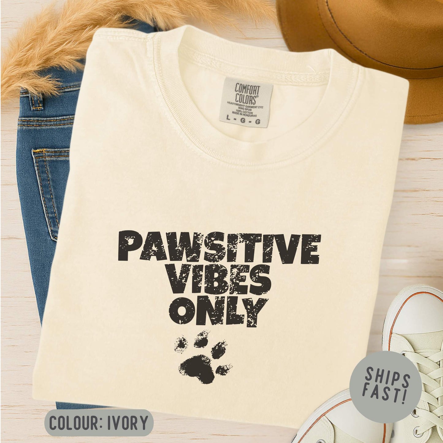 Comfort Colors Pawsitive Vibes Only T-Shirt