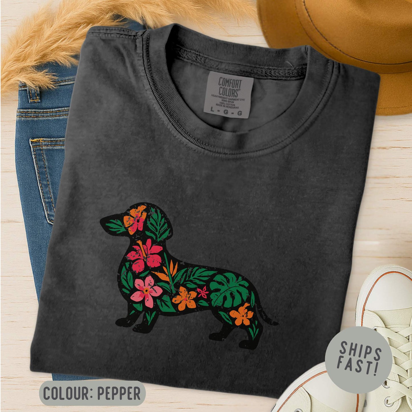 Floral Dachshund T-Shirt