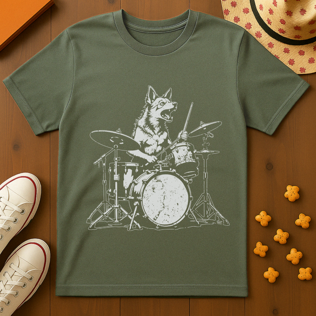 Dog Playing Drums T-Shirt