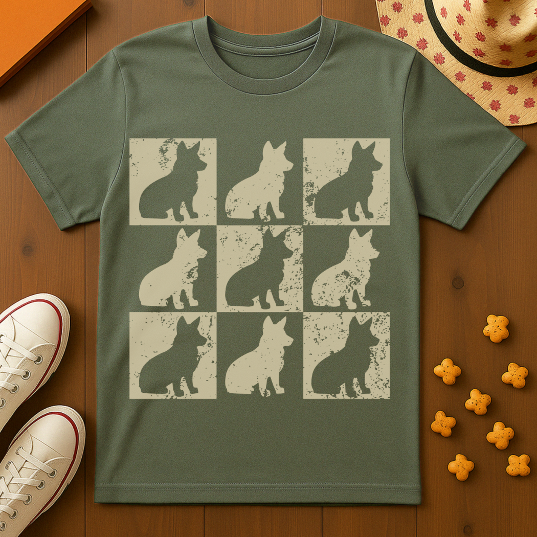 Corgi Block Print Style T-Shirt