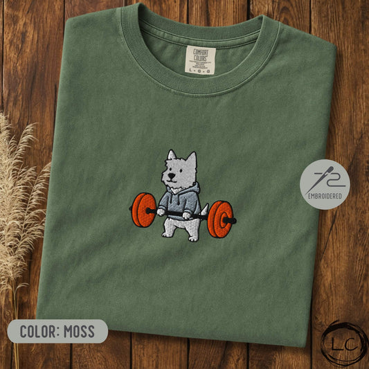 Embroidered Westie Deadlift T-Shirt