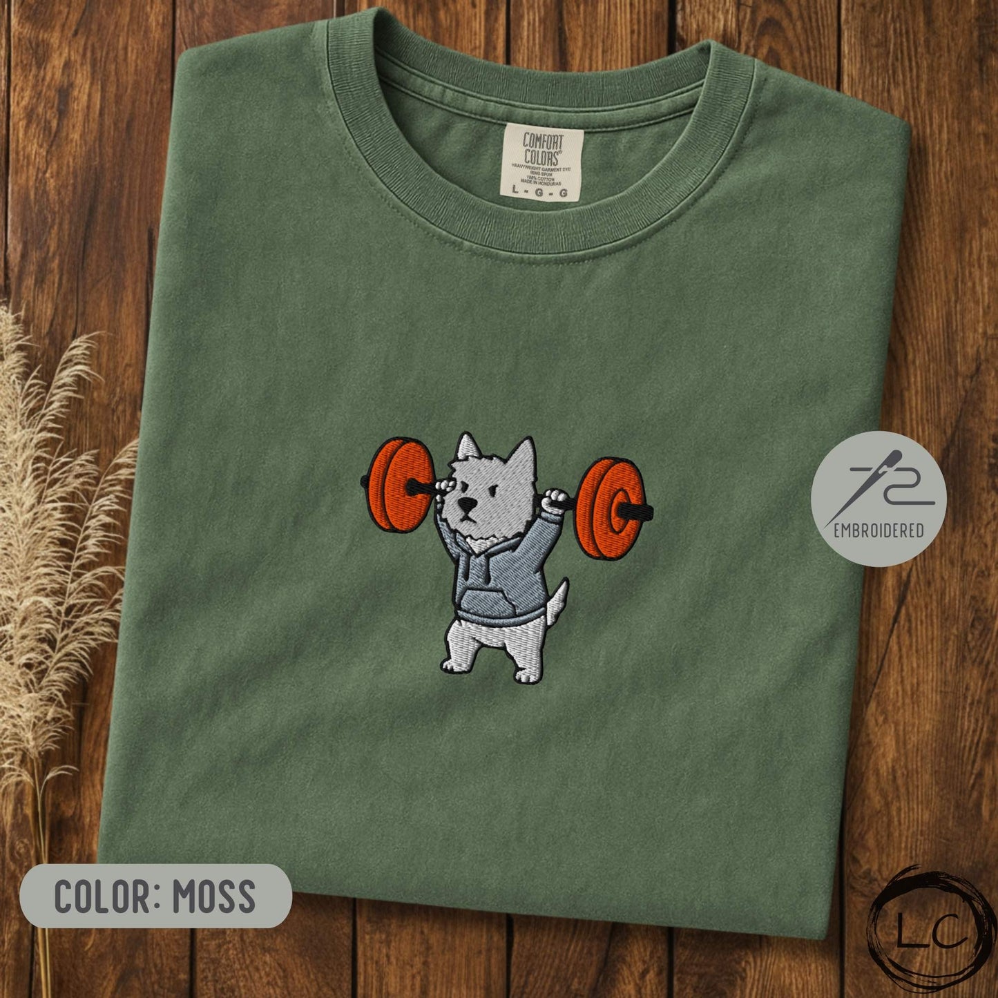 Embroidered Westie Overhead Press T-Shirt