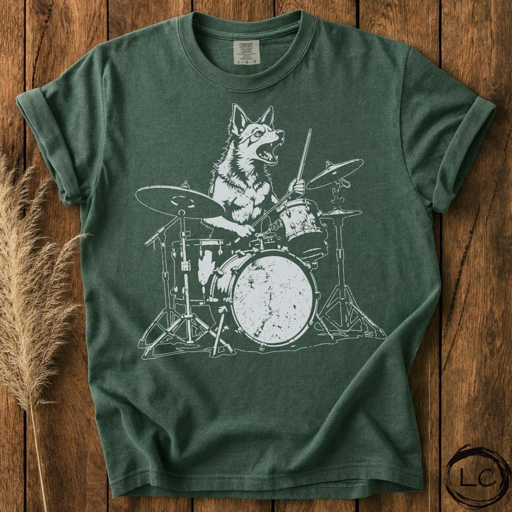 Dog Playing Drums T-Shirt