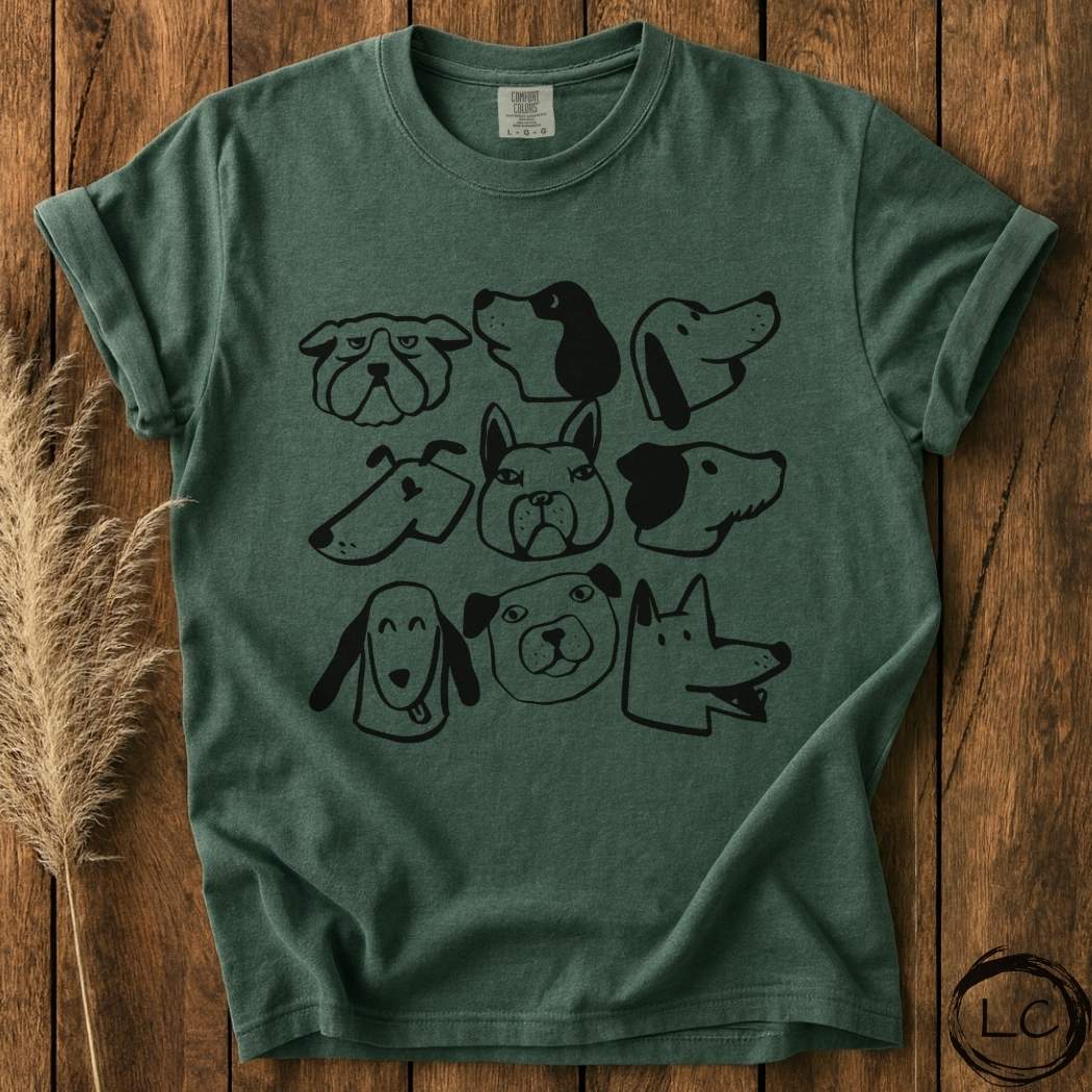 Dog Faces Doodled T-Shirt