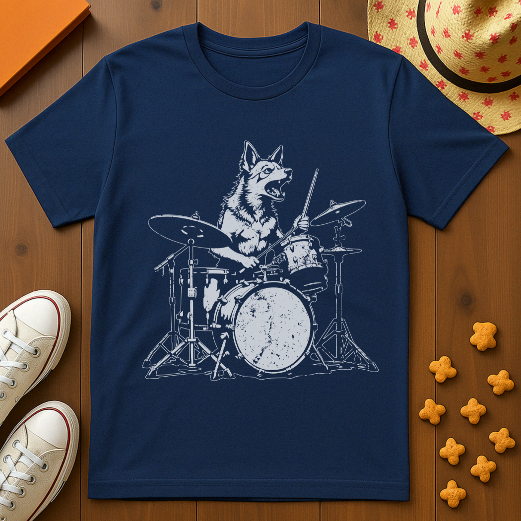 Dog Playing Drums T-Shirt
