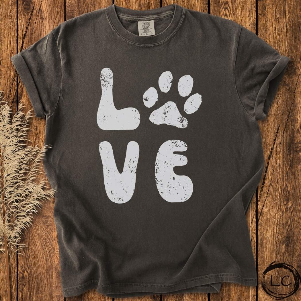 Love Paw Print Retro T-Shirt