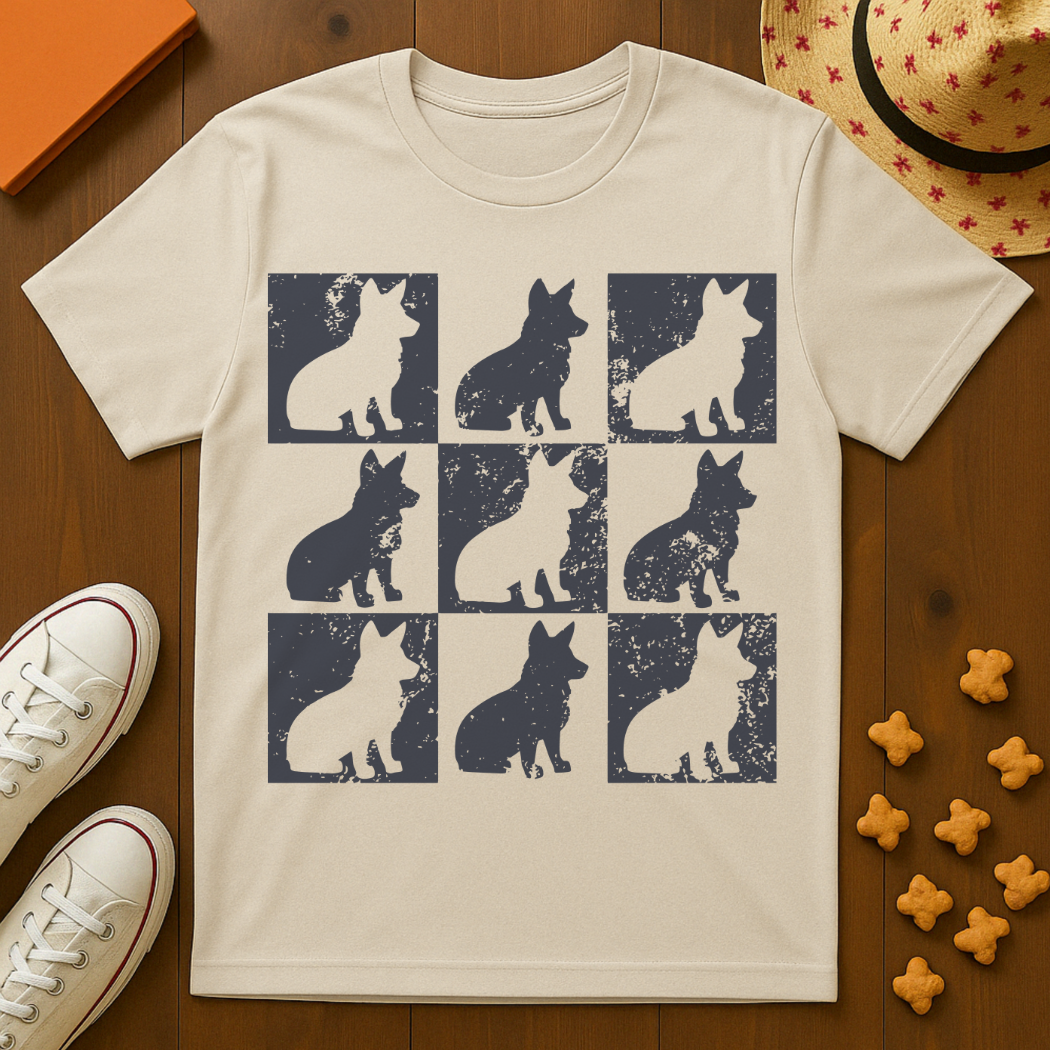 Corgi Block Print Style T-Shirt