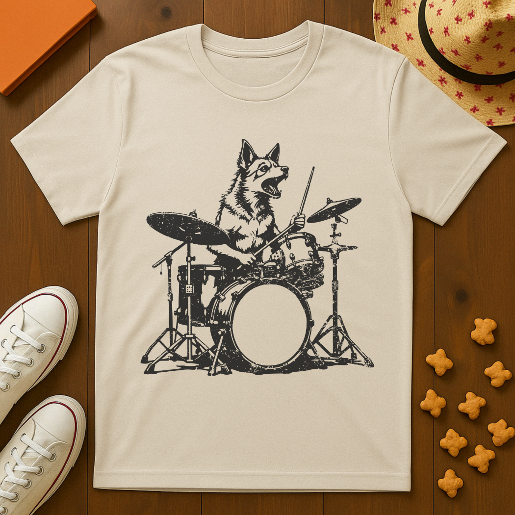 Dog Playing Drums T-Shirt