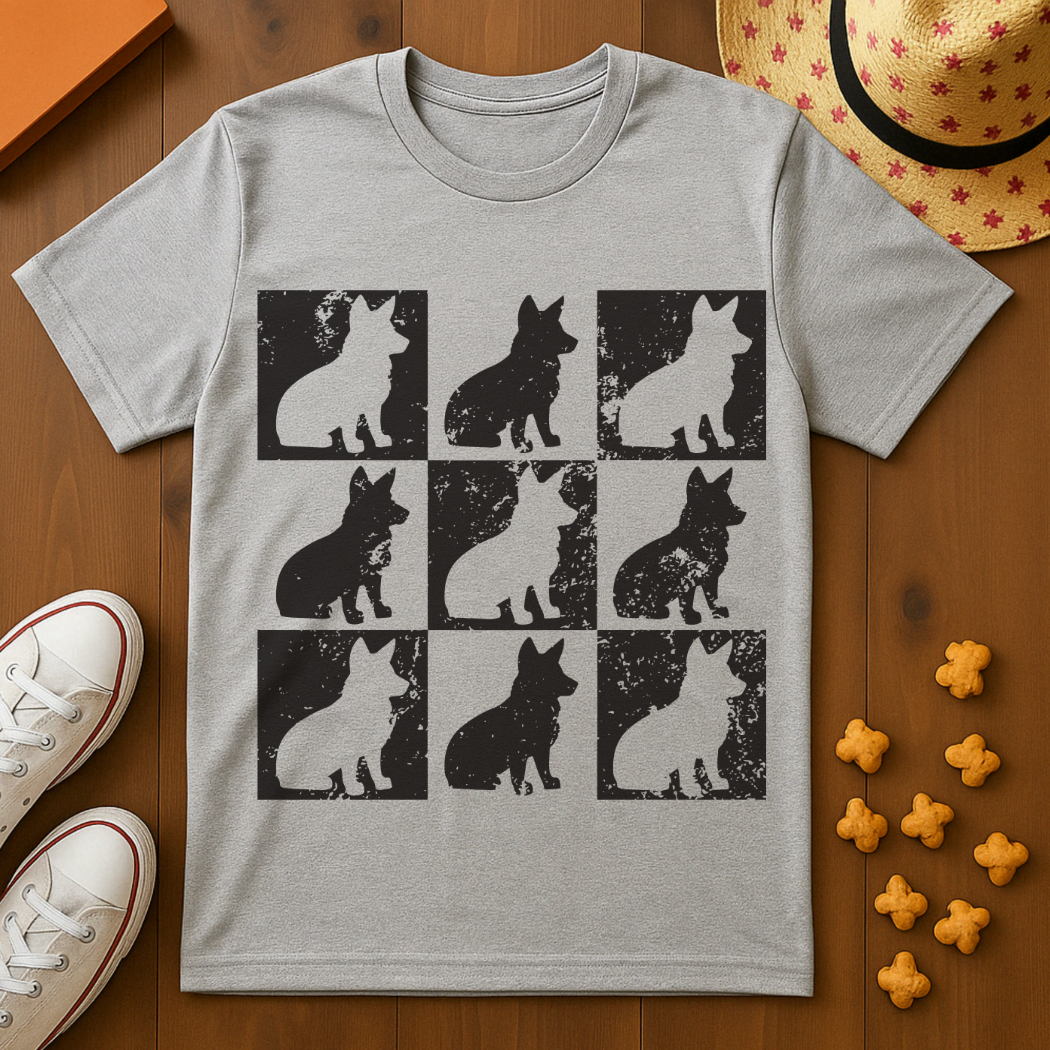 Corgi Block Print Style T-Shirt