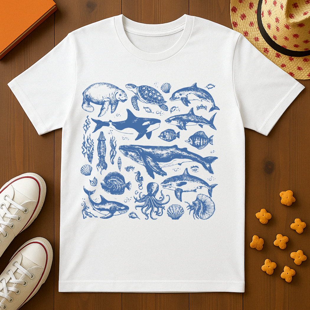 Vintage style Sea Life T-Shirt