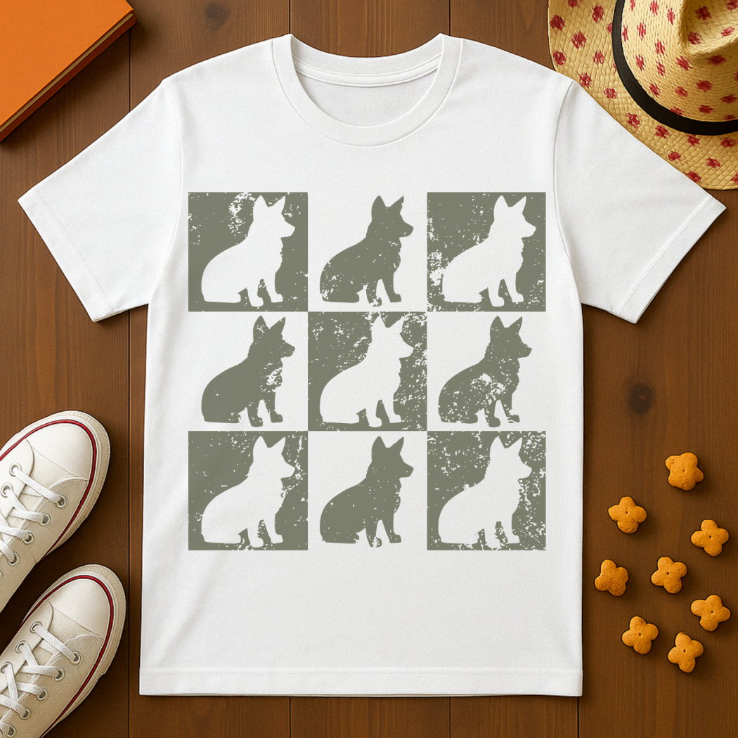 Corgi Block Print Style T-Shirt