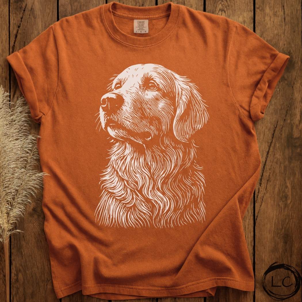 Golden Retriever Line Print T-Shirt