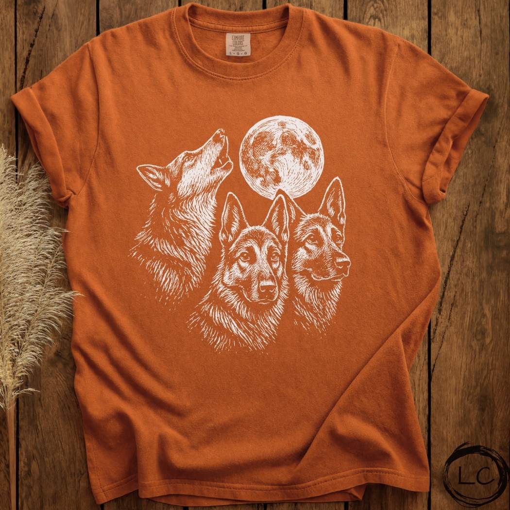 Three German Shepherd Moon T-Shirt