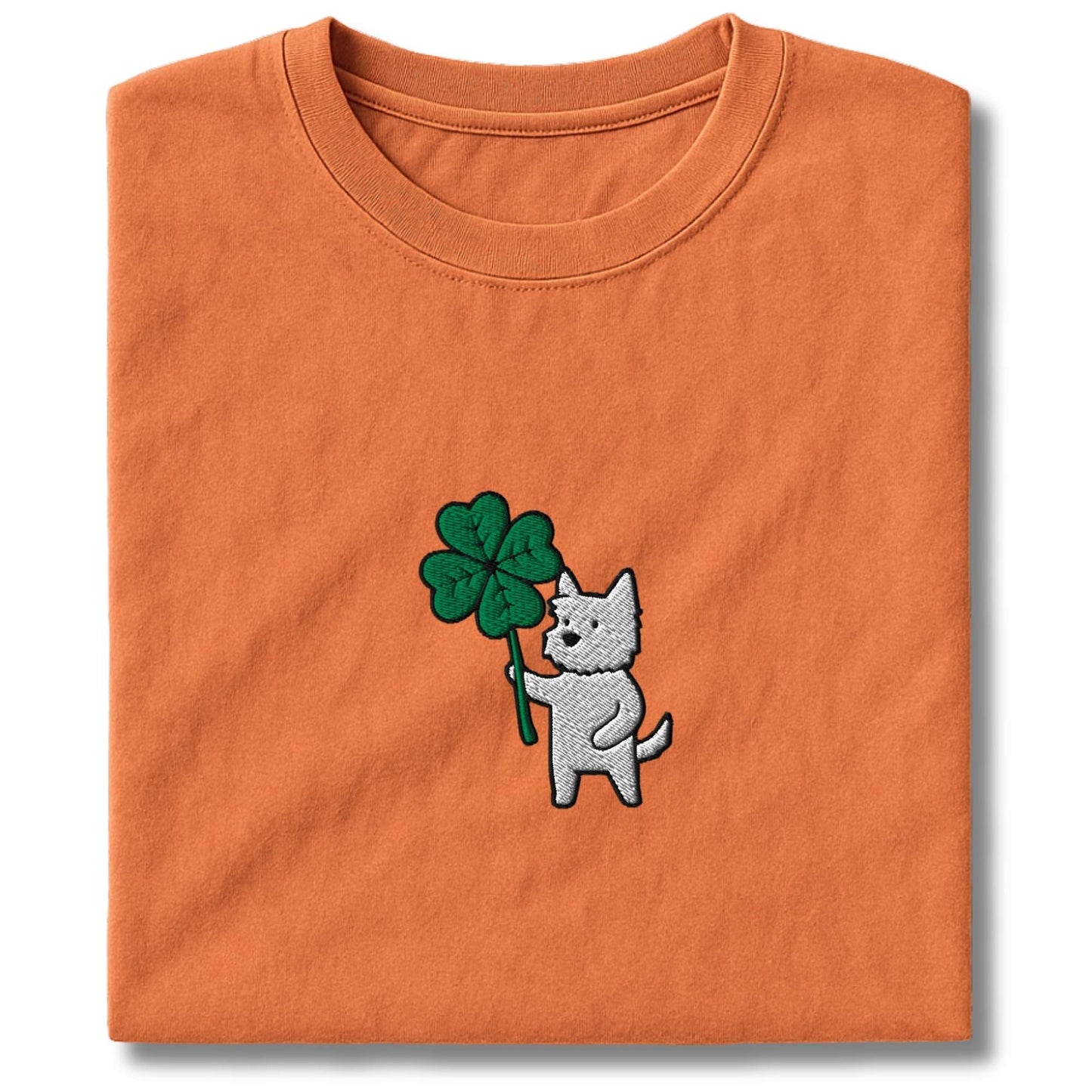Embroidered Westie Four Leaf Clover T-Shirt