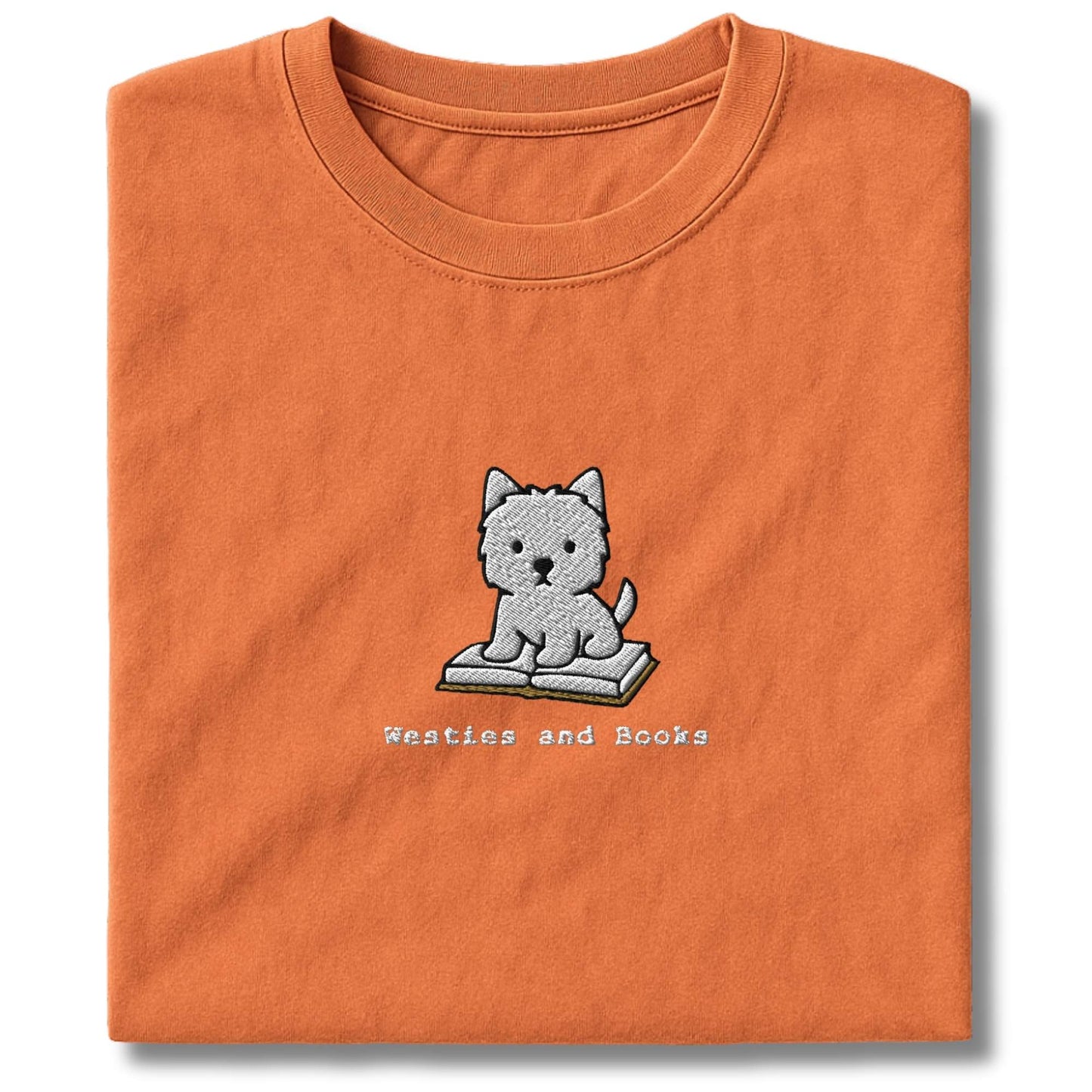 Embroidered Westie And Books T-Shirt