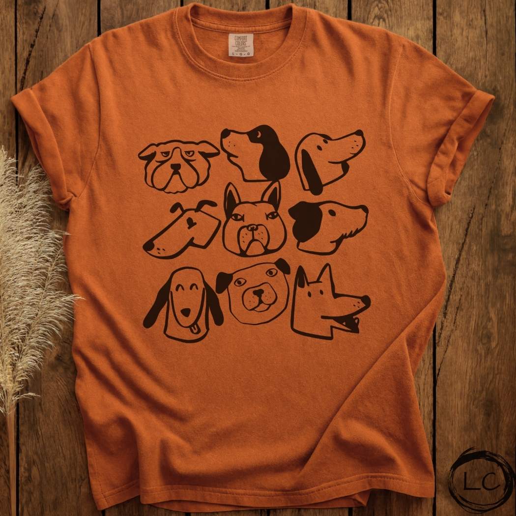 Dog Faces Doodled T-Shirt