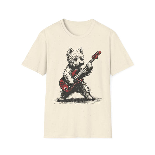 Westie playing Guitar Tee