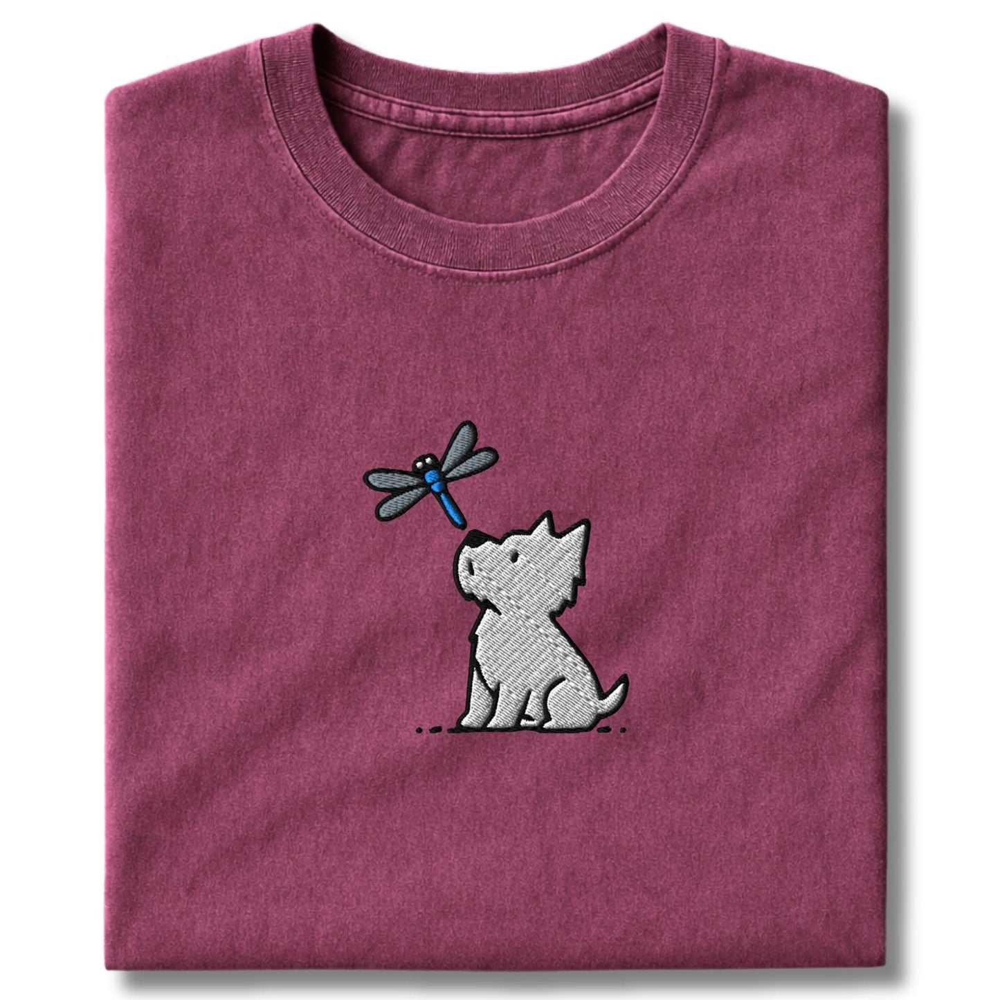 Embroidered Westie and Dragonfly T-Shirt