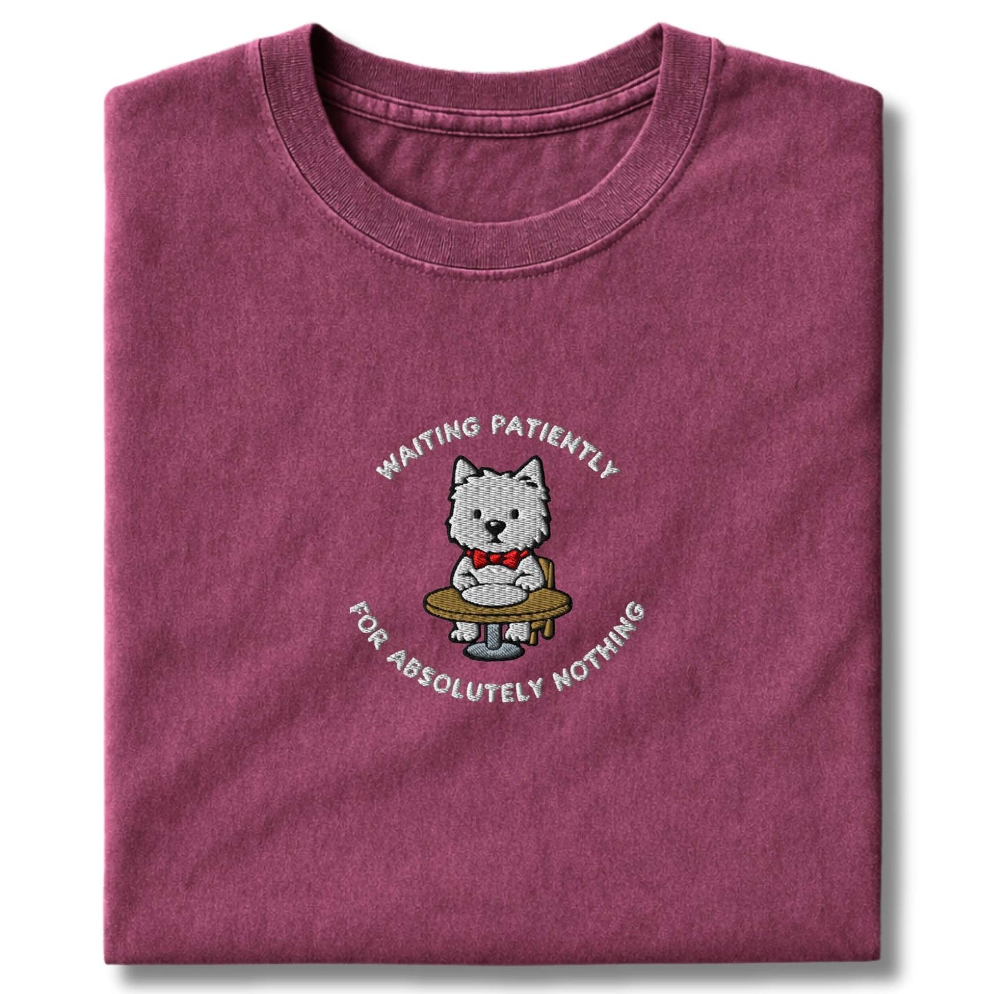 Embroidered Westie Waiting T-Shirt