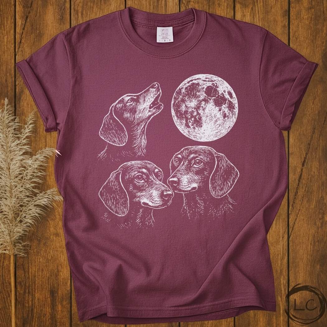 Three Dachshund Moon T-Shirt