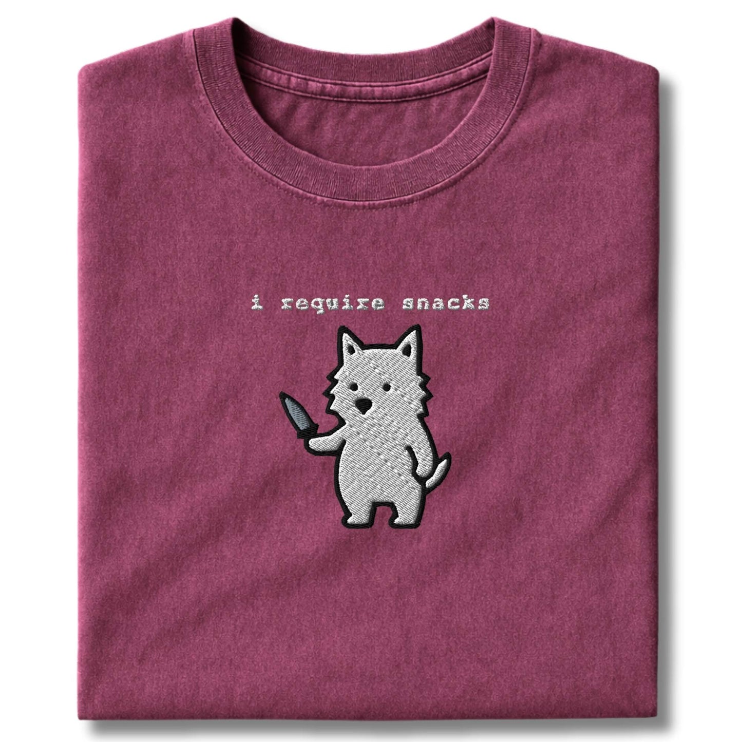 Embroidered Westie I Require Snacks T-Shirt