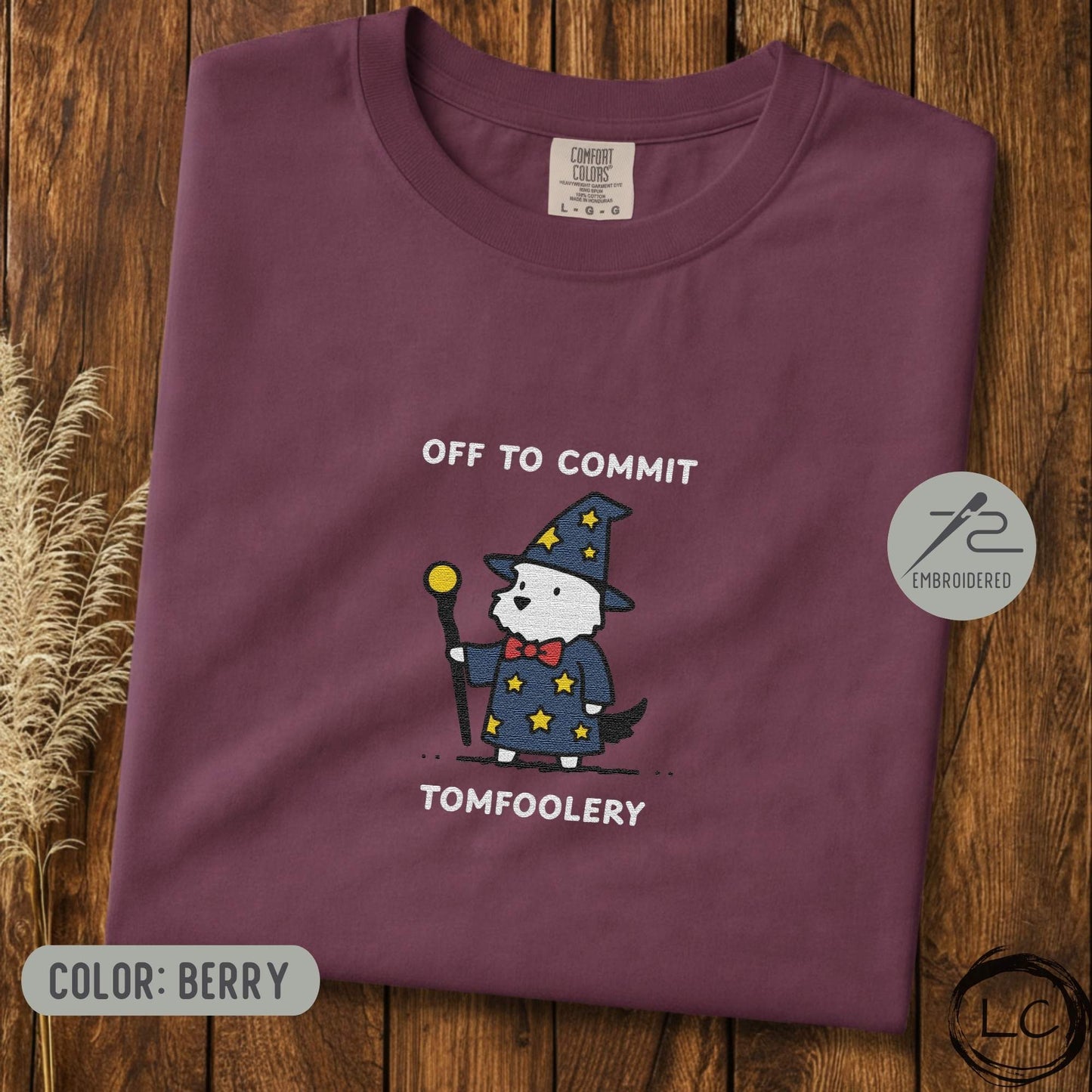 Embroidered Westie Off To Commit Tomfoolery T-Shirt
