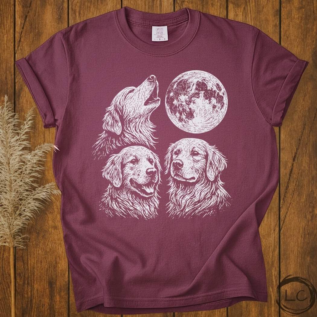 Three Golden Retriever Moon T-Shirt