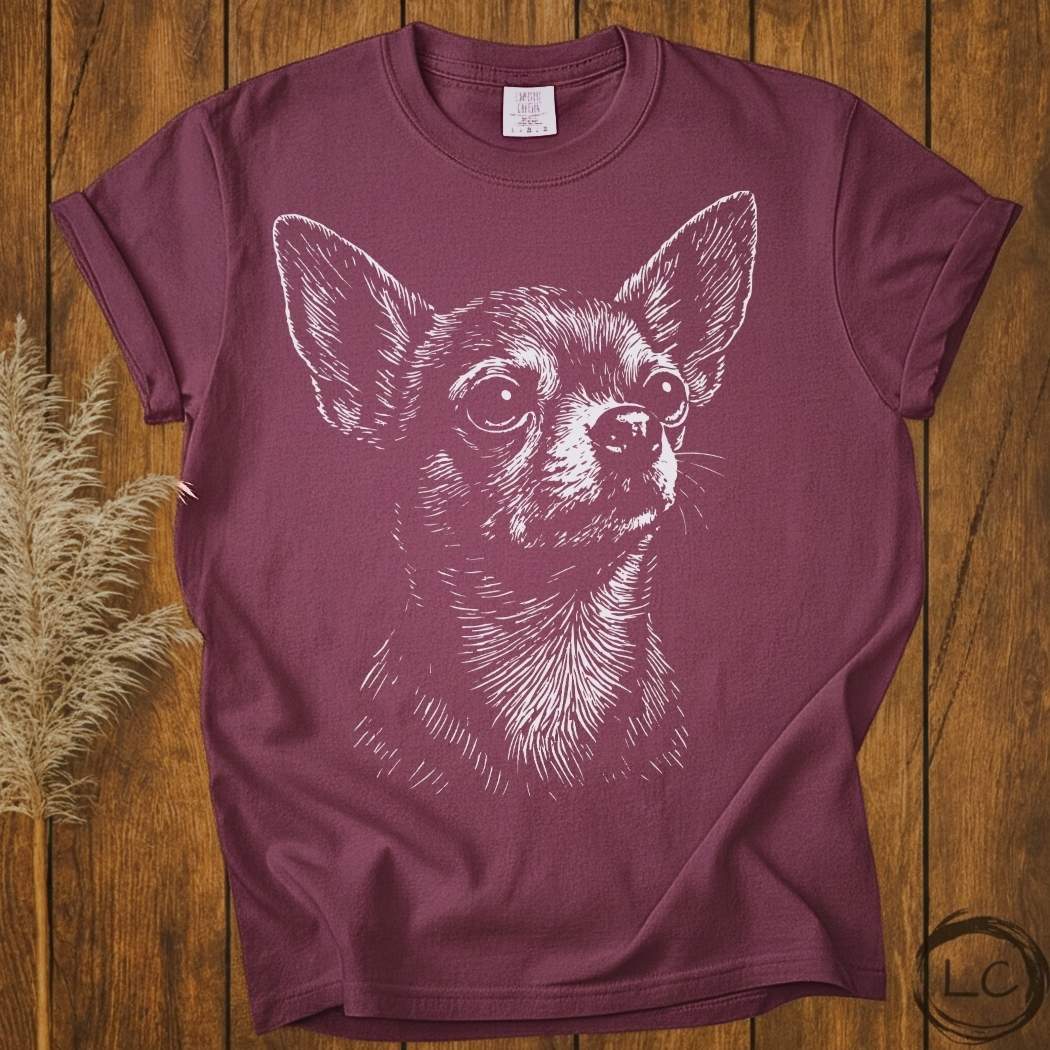 Chihuahua Line Print T-Shirt