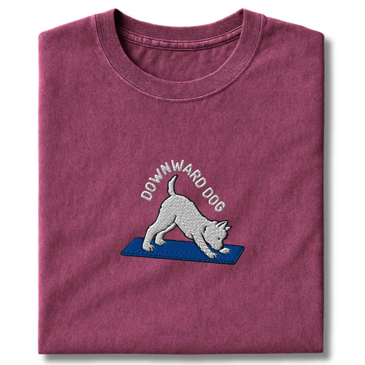 Embroidered Westie Downward Dog T-Shirt