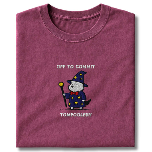 Embroidered Westie Off To Commit Tomfoolery T-Shirt