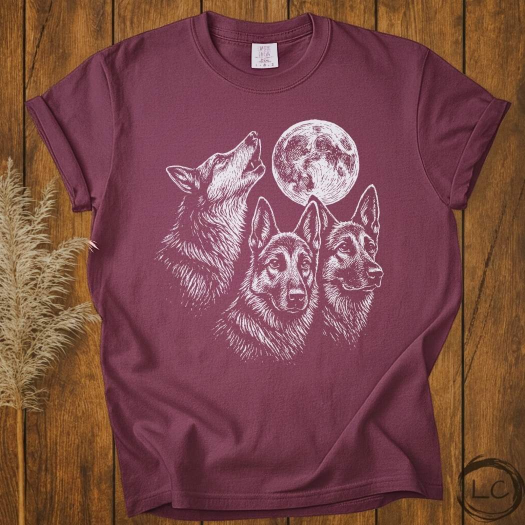 Three German Shepherd Moon T-Shirt