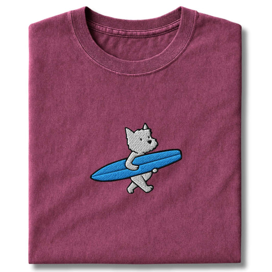 Embroidered Westie Surfer T-Shirt