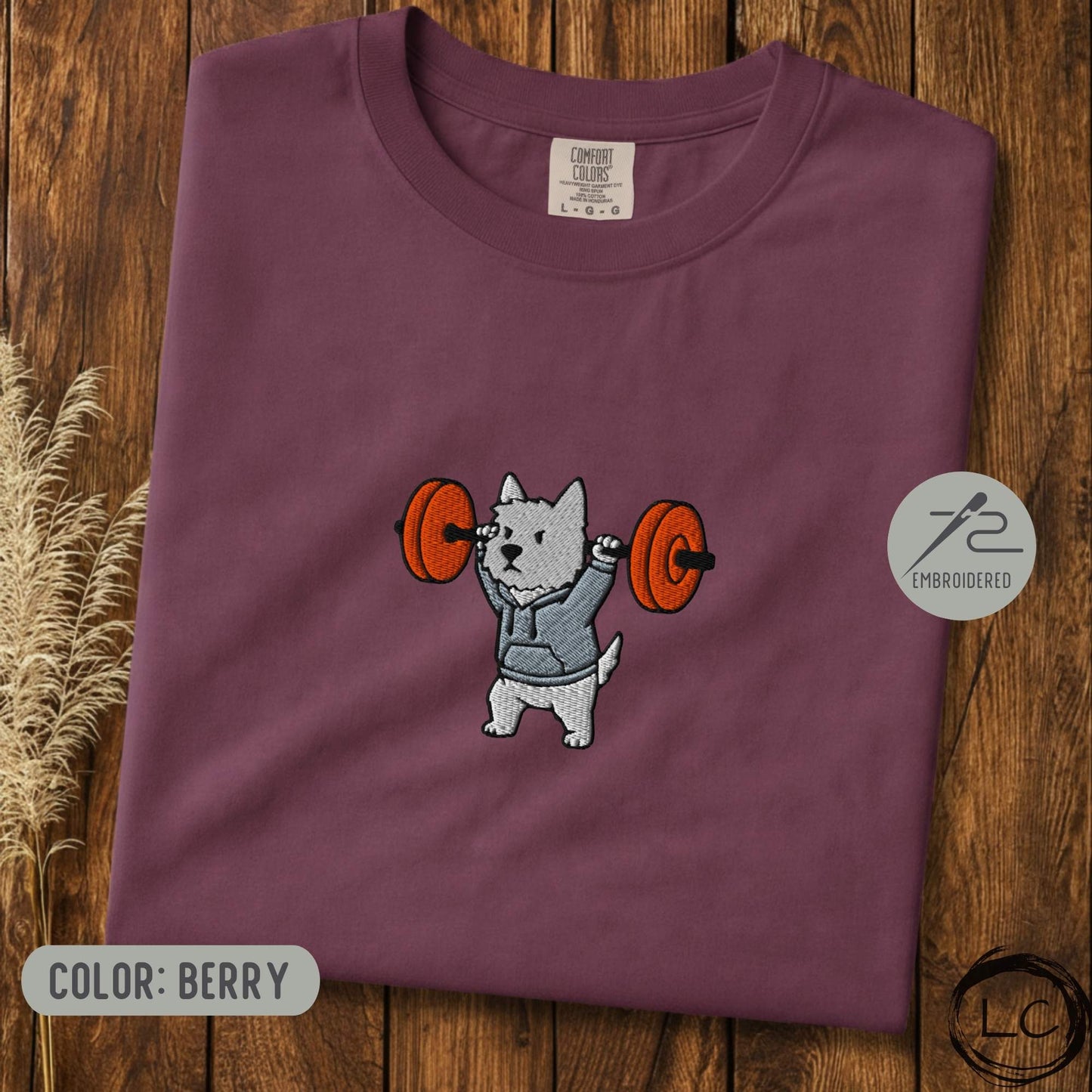 Embroidered Westie Overhead Press T-Shirt