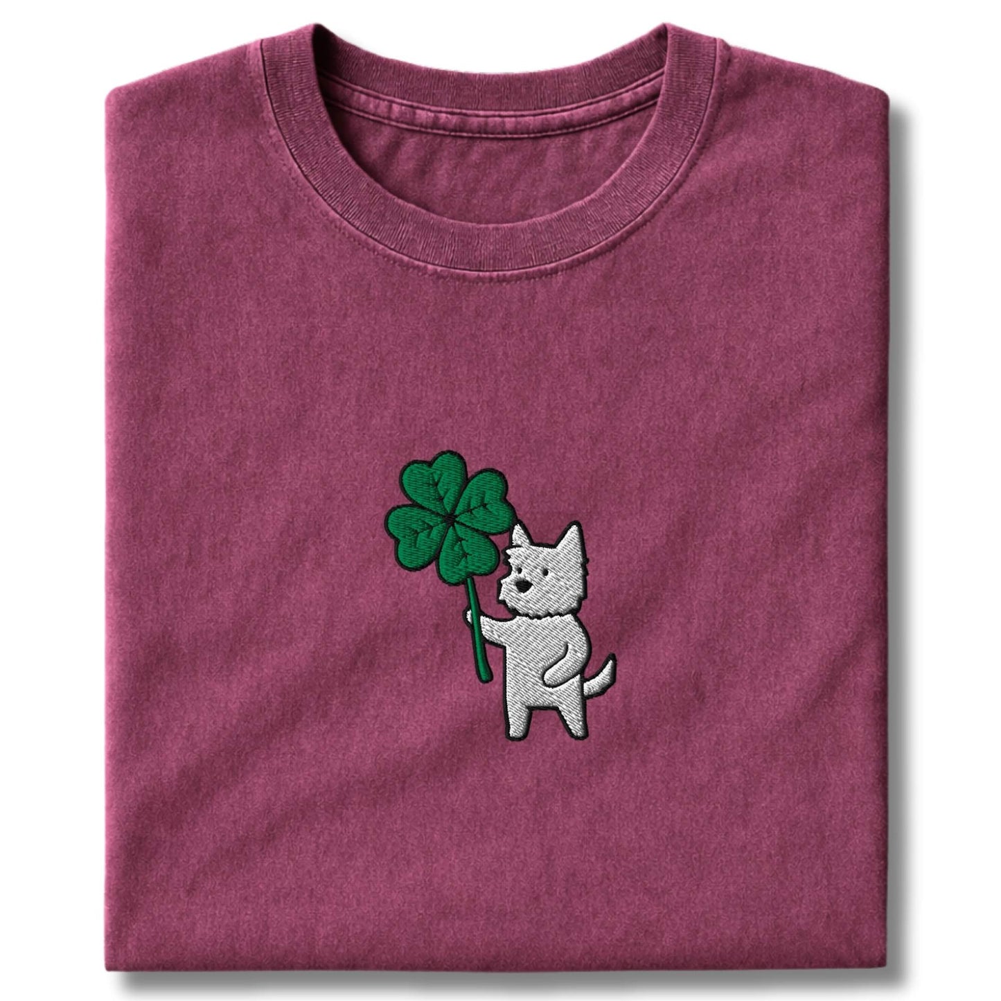 Embroidered Westie Four Leaf Clover T-Shirt