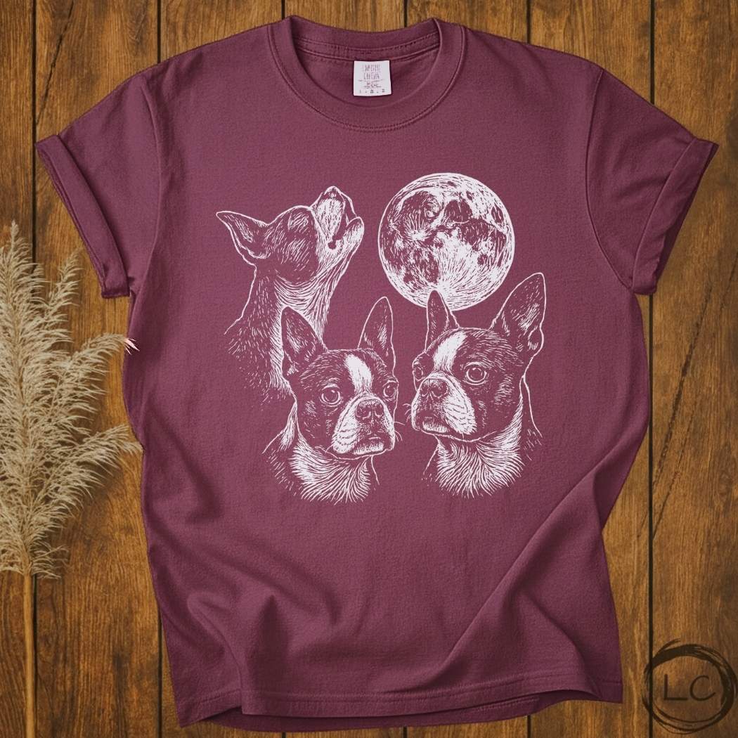 Three Boston Terrier Moon T-Shirt