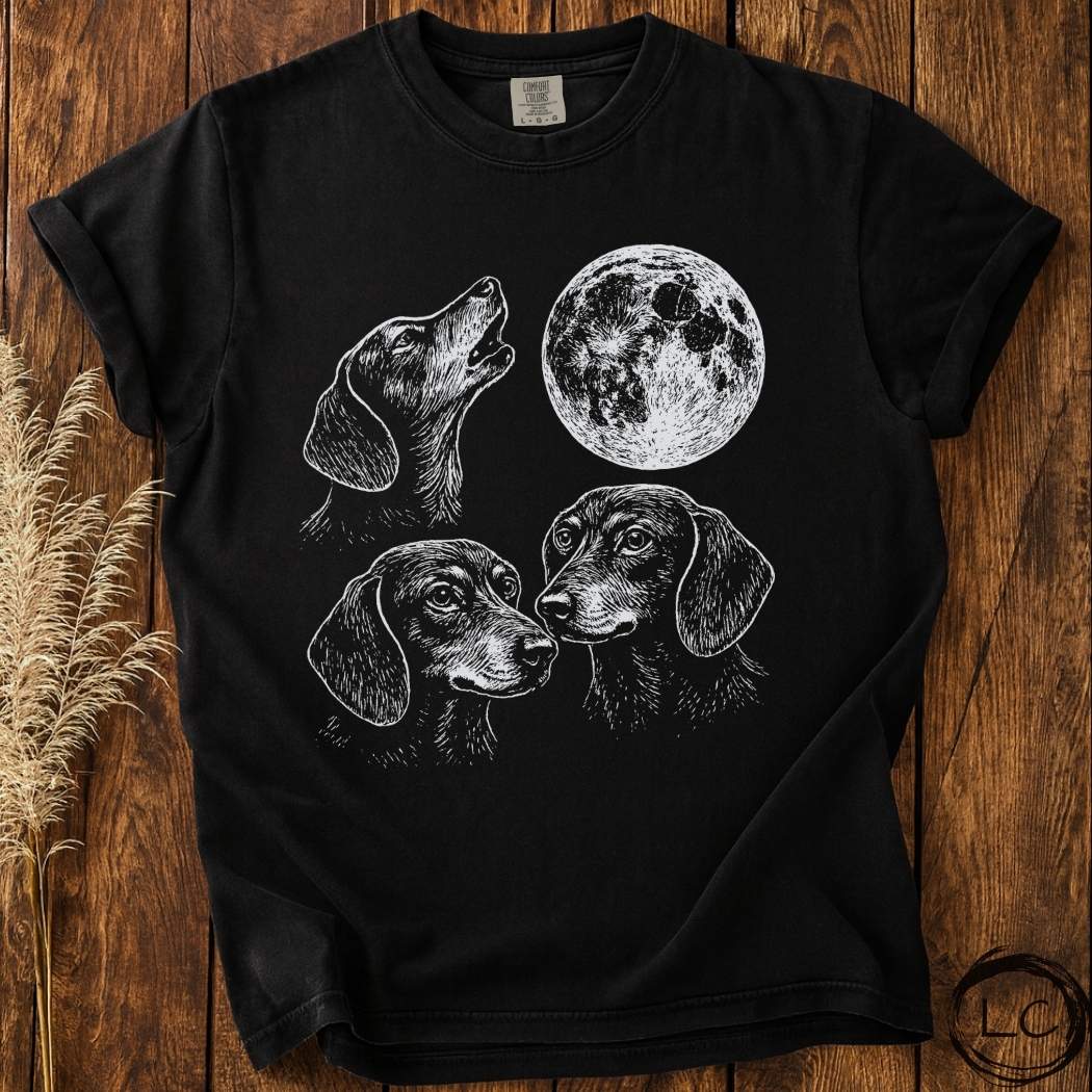 Three Dachshund Moon T-Shirt
