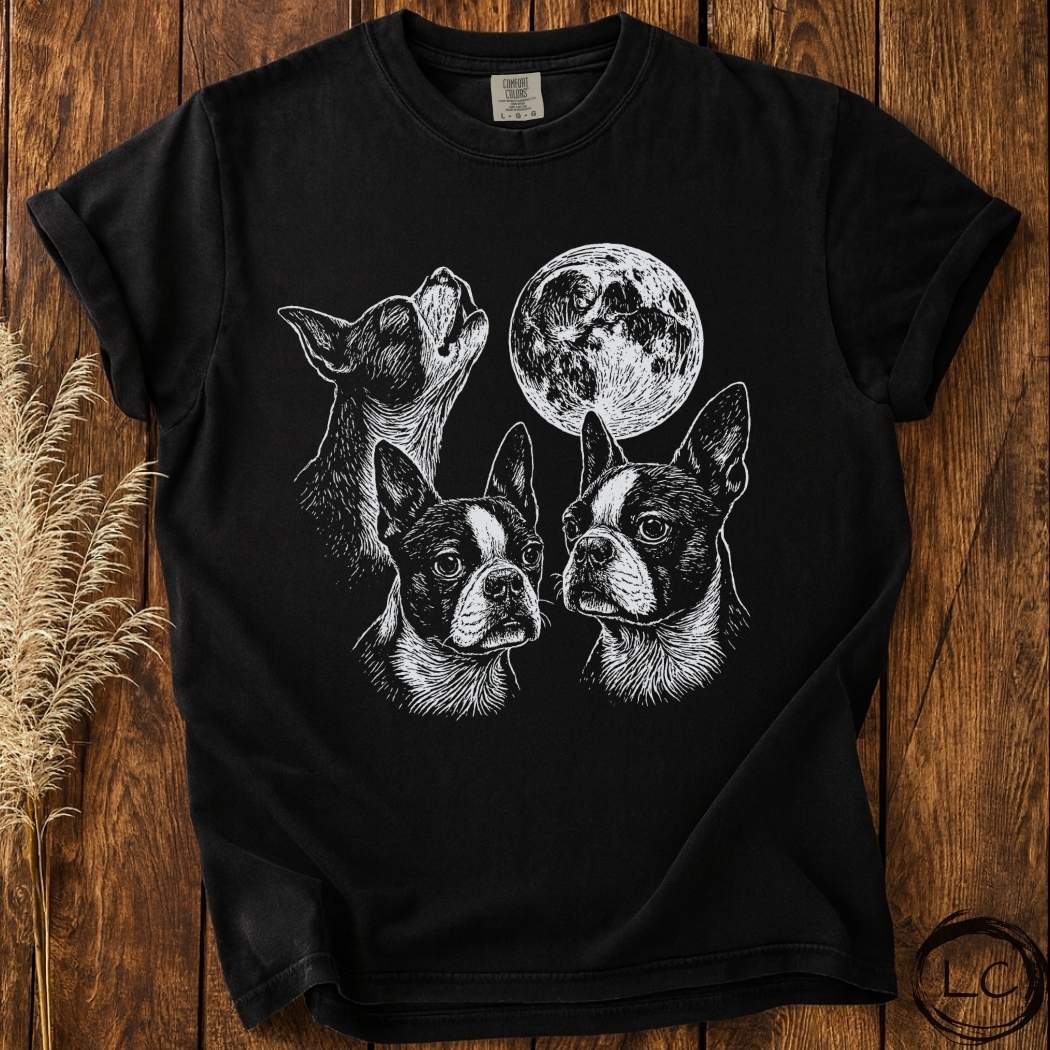 Three Boston Terrier Moon T-Shirt
