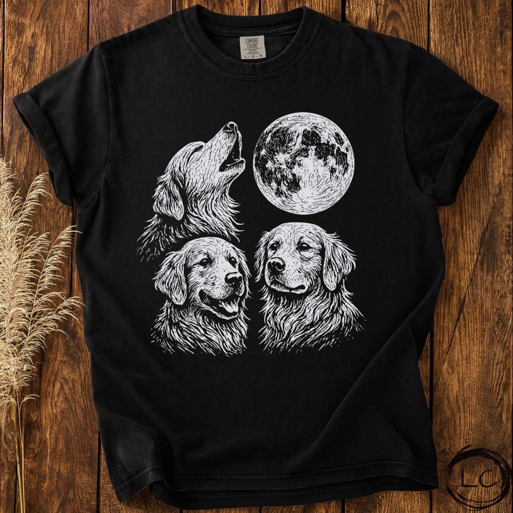 Three Golden Retriever Moon T-Shirt