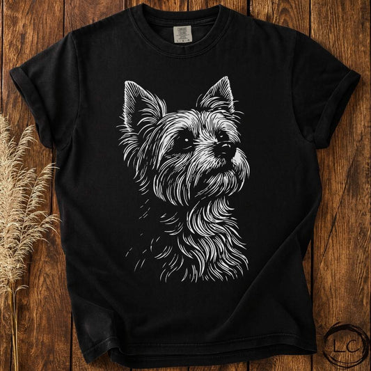Yorkie Line Print T-Shirt
