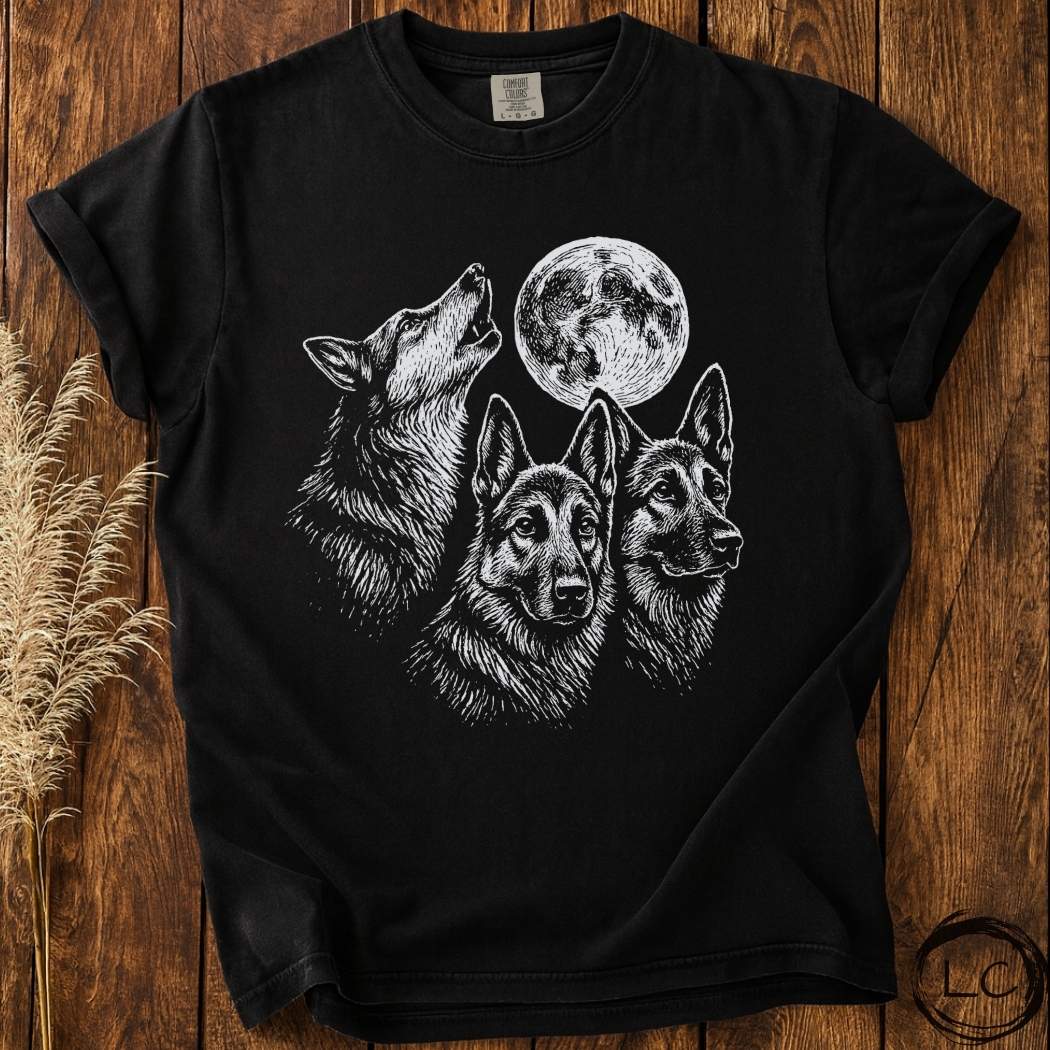 Three German Shepherd Moon T-Shirt