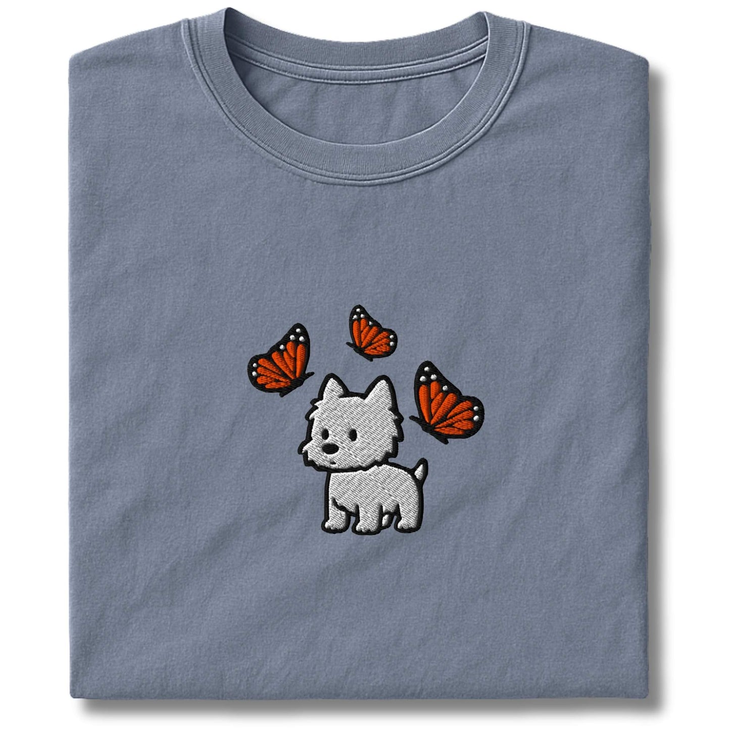 Embroidered Westie & Butterflies T-Shirt