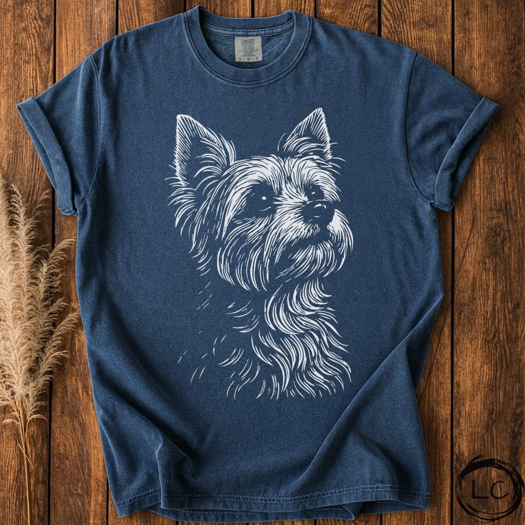 Yorkie Line Print T-Shirt