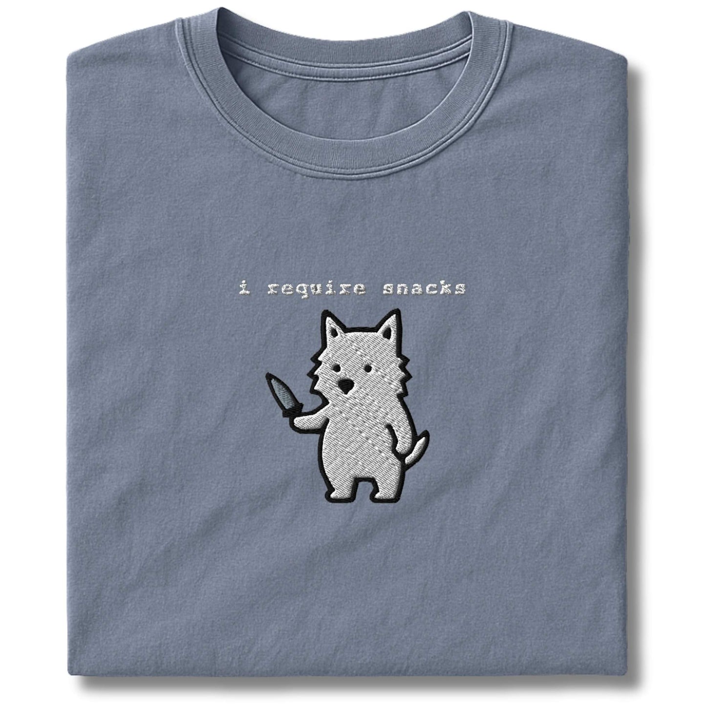 Embroidered Westie I Require Snacks T-Shirt