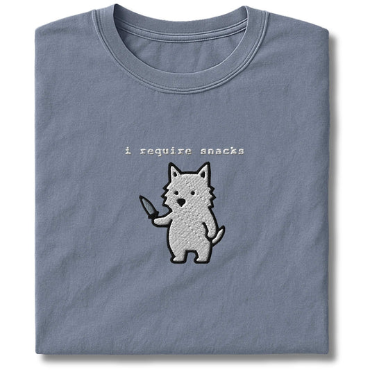 Embroidered Westie I Require Snacks T-Shirt